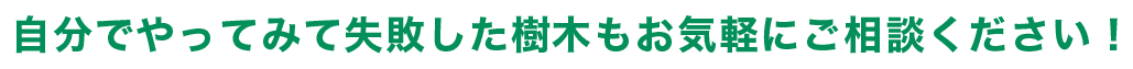 自分でやってみて失敗した樹木もお気軽にご相談ください！